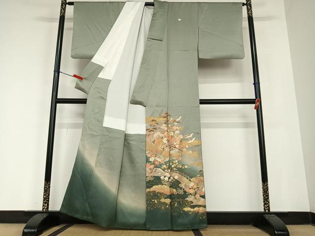 平和屋着物●豪華色留袖 作家物 飛鶴花車文 暈し染め 金彩 正絹 逸品 AABB6521zg