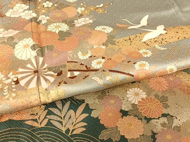 平和屋着物●豪華色留袖 作家物 飛鶴花車文 暈し染め 金彩 正絹 逸品 AABB6521zg