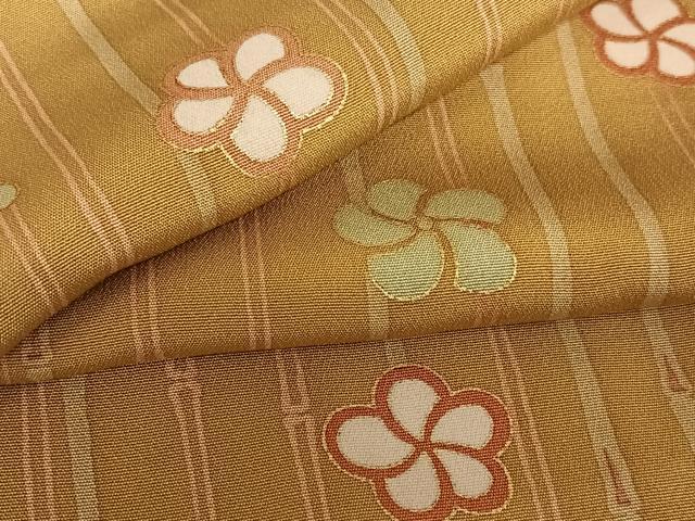 平和屋着物●上質な小紋 舞花文 竹縞 金彩 正絹 逸品 AABB6534zg