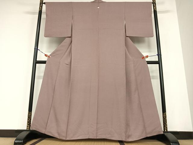 平和屋着物●上質な色無地 花唐草地紋 濃色 正絹 逸品 AABB6538zg