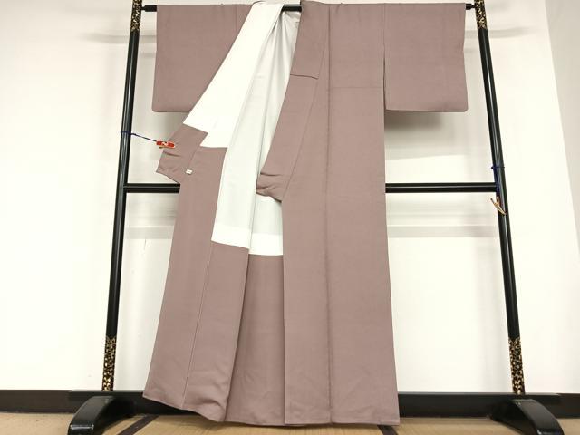 平和屋着物●上質な色無地 花唐草地紋 濃色 正絹 逸品 AABB6538zg