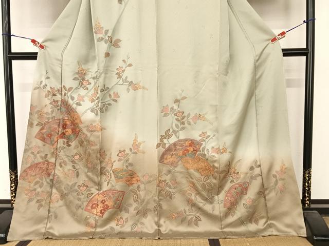 平和屋着物●総刺繍 訪問着 中国三大刺繍 汕頭刺繍 スワトウ刺繍 相良刺繍 地紙草花文 暈し染め ロング丈 正絹 逸品 未使用 AABB6602np