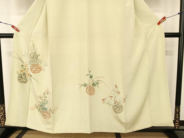 平和屋着物●銀座 志ま亀 訪問着 手描き 花籠 金彩 たとう紙付き 正絹 逸品 AABB6607np