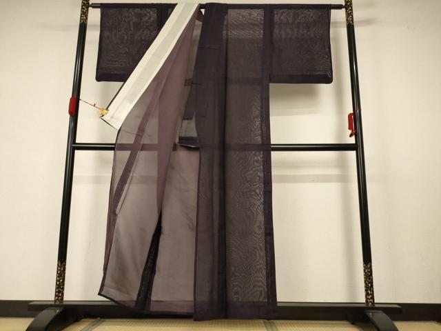 平和屋着物*夏物 色無地 紗 黒紅色 正絹 逸品 AABB6682jd