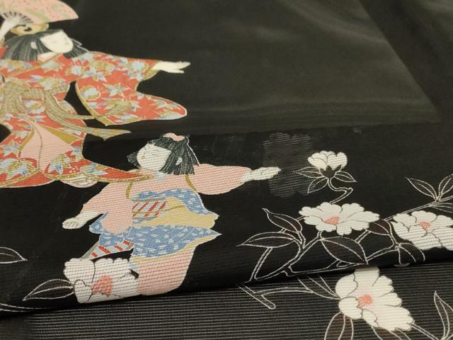 平和屋着物*夏物 訪問着 絽 人物文 洗える着物 AABB6691jd