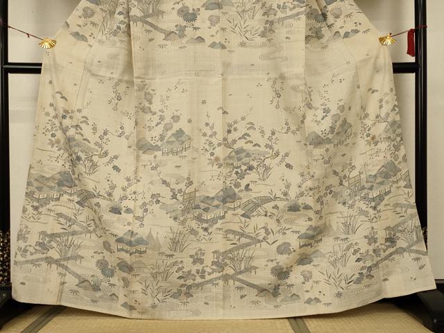 平和屋着物*夏物 染織の名門 しょうざん 生紬 訪問着 紗 風景文 正絹 逸品 AABB6694jd