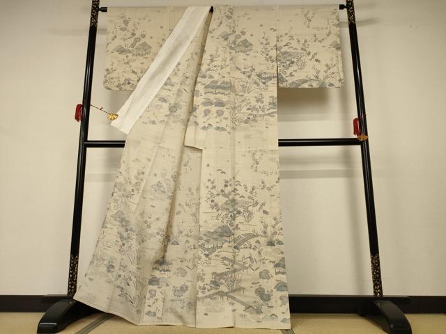 平和屋着物*夏物 染織の名門 しょうざん 生紬 訪問着 紗 風景文 正絹 逸品 AABB6694jd
