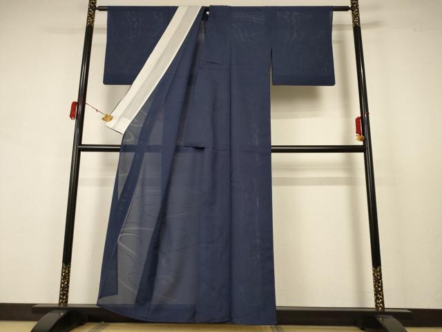 平和屋着物*夏物 色無地 縦絽 流水紋紗 青褐色 正絹 逸品 AABB6704jd