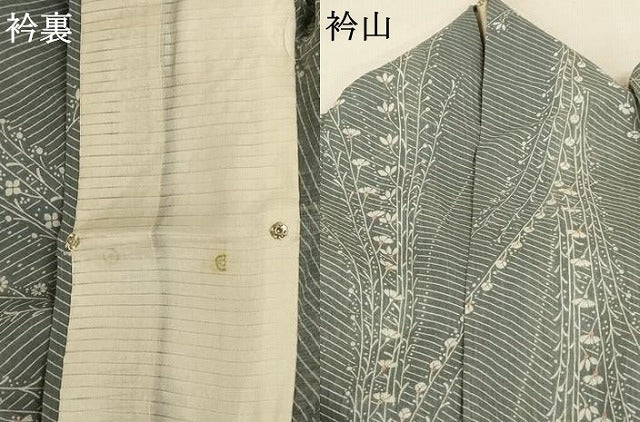 平和屋着物*夏物 小千谷ちぢみ 枝花文 麻 逸品 AABB6708jd