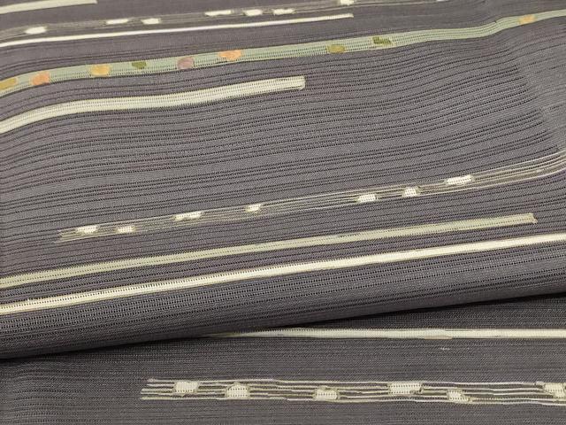 平和屋着物*夏物 訪問着 絽 刺繍 横段文 金彩 正絹 逸品 AABB6714jd