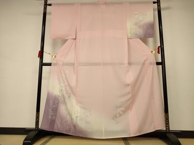 平和屋着物*夏物 訪問着 絽 手描き 草花文 暈し染め 正絹 逸品 未使用 AABL7580ck