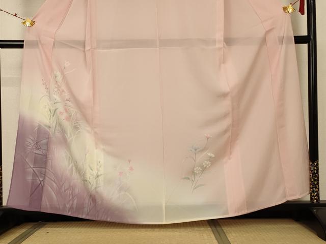 平和屋着物*夏物 訪問着 絽 手描き 草花文 暈し染め 正絹 逸品 未使用 AABL7580ck