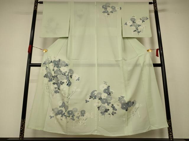 平和屋着物*夏物 訪問着 絽 駒刺繍 草花文 銀彩 正絹 逸品 AABB6744jd