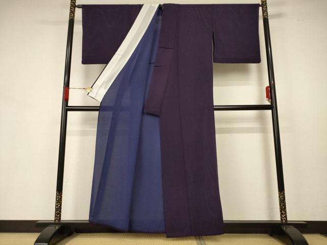 平和屋着物*夏物 色無地 絽縮緬 黒紅色 正絹 逸品 AABB6751jd
