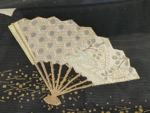 平和屋着物*夏物 訪問着 絽 扇子草花文 金彩 洗える着物 AABB6769jd