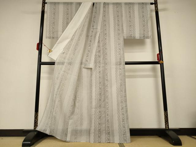 平和屋着物*夏物 小紋 紗 間道 洗える着物 未使用 AABB6770jd