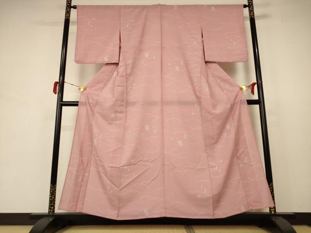平和屋着物*夏物 小紋 紗 芝文 洗える着物 AABB6772jd