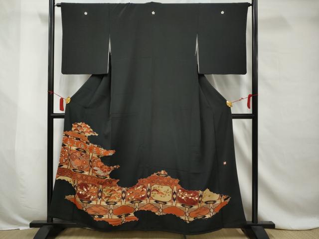 平和屋着物■豪華黒留袖 作家物 天井花文 金彩 正絹 逸品 AABB6930gw