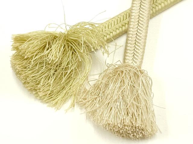 平和屋着物●極上 有職組紐道明 帯締め 冠組 暈し 青朽葉色×白橡色 宮内庁御用 国立博物館御用 東京芸術大学御用 逸品 AABB7056ay