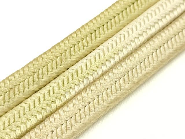 平和屋着物●極上 有職組紐道明 帯締め 冠組 暈し 青朽葉色×白橡色 宮内庁御用 国立博物館御用 東京芸術大学御用 逸品 AABB7056ay