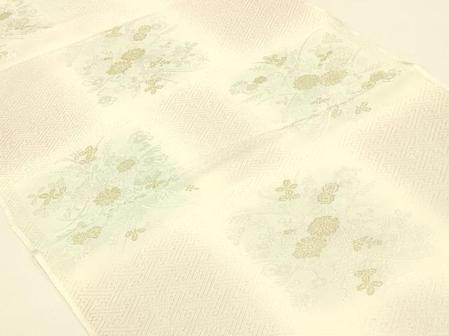平和屋着物●和装小物 上質な帯揚げ 市松模様 草花 暈し染め 金糸 丹後ちりめん 正絹 逸品 未使用 AABB7163ay