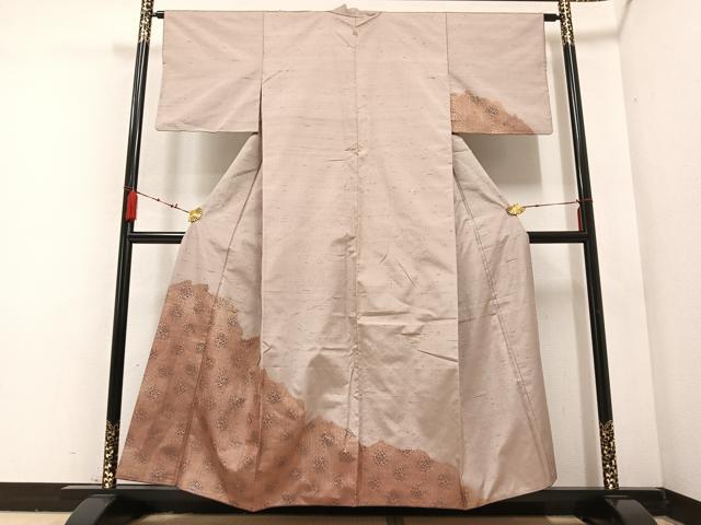 平和屋着物●訪問着 紬地 更紗唐草文 金彩 正絹 逸品 AABB7232ph