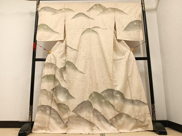 平和屋着物●訪問着 刺繍 重ね山文 金彩 正絹 逸品 AABB7245ph