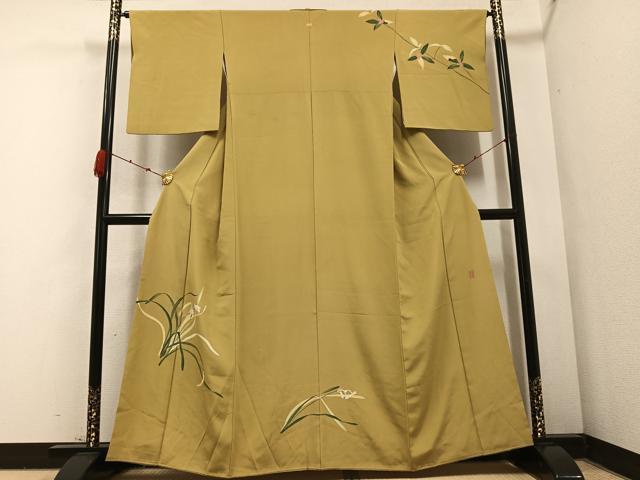 平和屋着物●京加賀糸目友禅作家 山崎巌 訪問着 草花文 正絹 逸品 AABB7255ph