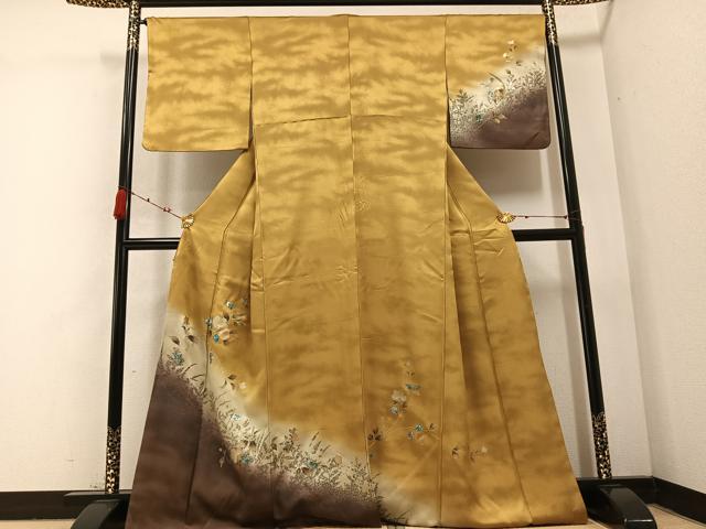 平和屋着物●訪問着 枝花文 暈し染め 金銀彩 正絹 逸品 AABB7260ph