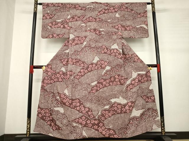 平和屋着物●訪問着 総絞り 道長花文 正絹 逸品 AABB7307ck