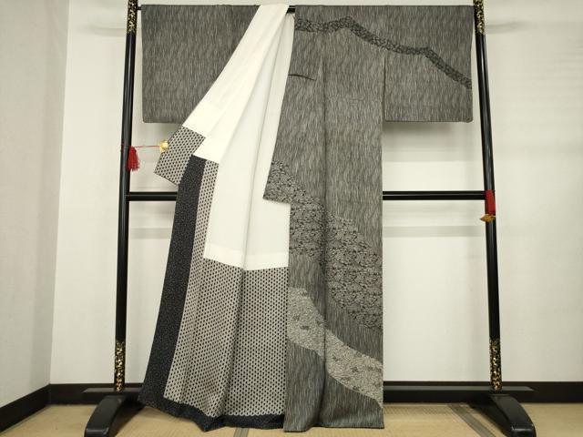平和屋着物●二代目 川村久太郎 訪問着 江戸小紋 蓑鳳凰 黒地 正絹 逸品 AABB7323ck