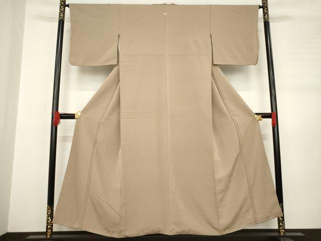 平和屋着物●上質な紬 色無地 白茶色 正絹 逸品 AABB7333ck