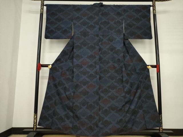 平和屋着物●結城紬 花尽くし 正絹 逸品 AABB7341ck