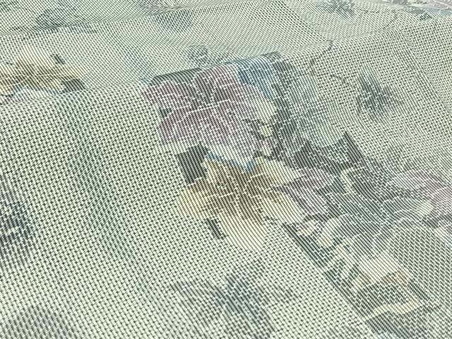 平和屋着物▽本場大島紬 白大島 単衣 7マルキ 草花文 正絹 逸品 AABB7735jh
