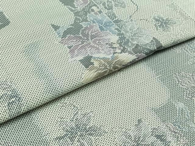 平和屋着物▽本場大島紬 白大島 単衣 7マルキ 草花文 正絹 逸品 AABB7735jh