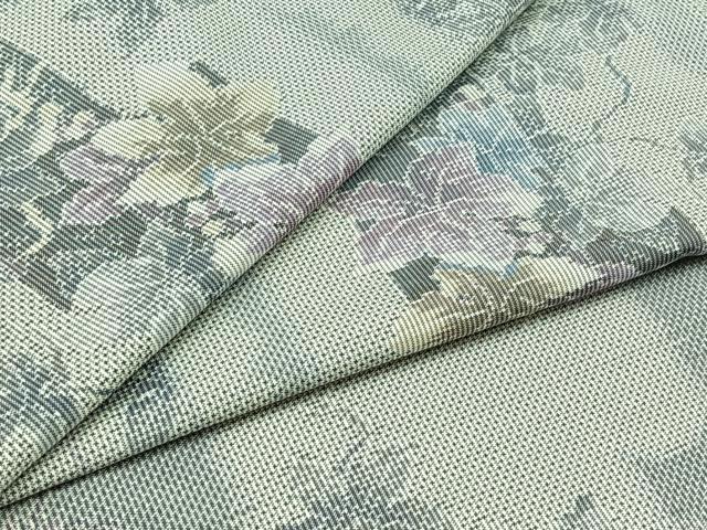 平和屋着物▽本場大島紬 白大島 単衣 7マルキ 草花文 正絹 逸品 AABB7735jh