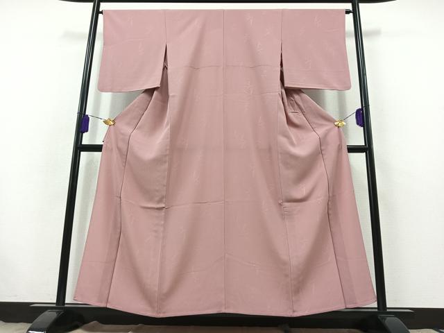 平和屋着物▽上質な色無地 単衣 桃花色 正絹 逸品 AABB7743jh