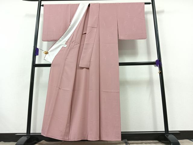 平和屋着物▽上質な色無地 単衣 桃花色 正絹 逸品 AABB7743jh