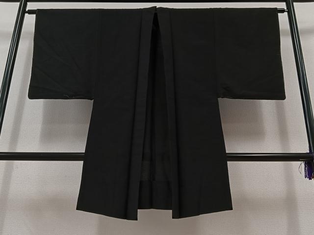 平和屋着物▽男性 長羽織 スリーシーズン 春夏秋 塵除け 濡羽色 鬼しぼ縮緬 正絹 逸品 AABB7745jh