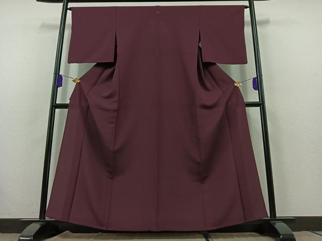 平和屋着物▽色無地 単衣 紫紺色 鬼しぼ縮緬 洗える着物 AABB7753jh