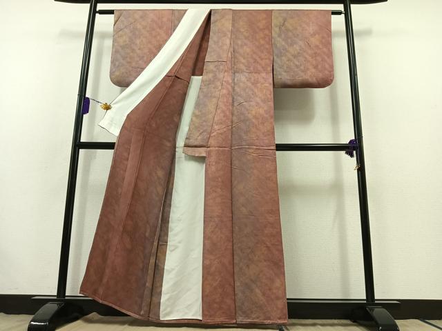 平和屋着物▽上質な小紋 単衣 作家物 霞文 暈し染め 正絹 逸品 AABB7759jh