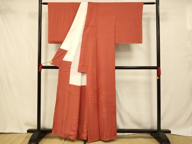 平和屋着物■色留訪問着 人物風景地紋 赤茶色 正絹 逸品 AABB7871fw