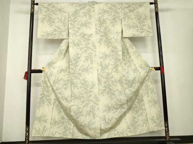 平和屋着物●上質な紬 枝葉文 正絹 逸品 AABB7890ck