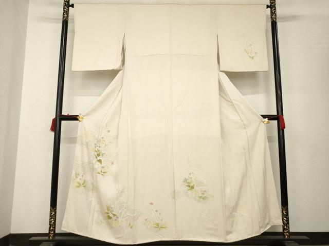 平和屋着物●訪問着 友禅 草花文 金彩 正絹 逸品 AABB7919ck