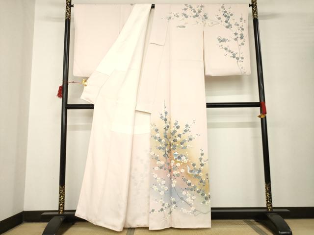 平和屋着物●京友禅の第一人者 松井青々 訪問着 鴛鴦枝梅文 暈し染め 金彩 正絹 逸品 AABB7921ck