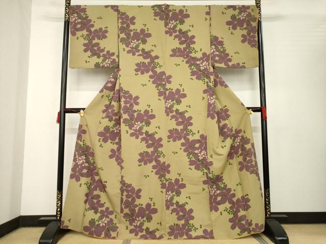 平和屋着物●小紋 舞桜文 洗える着物 AABB7960ck