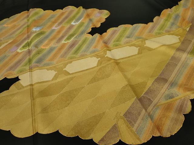 平和屋着物■豪華黒留袖 駒刺繍 雲取り文 金彩 正絹 逸品 AABB7970nf
