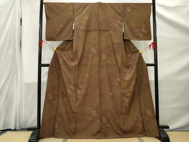 平和屋着物■小紋 草花文 暈し染め 洗える着物 AABB7992nf