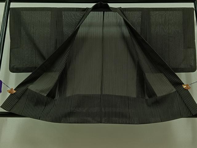 平和屋着物▽男性 羽織 紬地 スリーシーズン 春夏秋 塵除け 縞 正絹 逸品 AABB8006jh