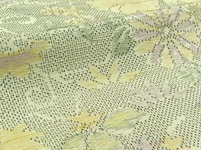 平和屋着物▽上質な紬 単衣 草花文 正絹 逸品 AABB8021jh
